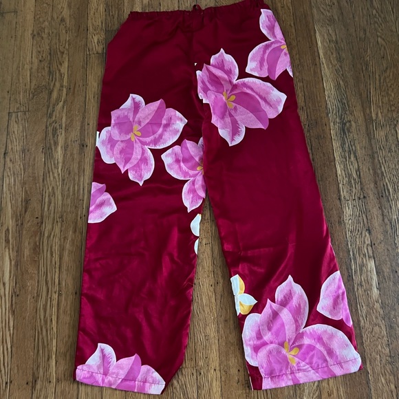 New! Women’s Red Natori floral Hawaiian Print Boho Wide Legged Pants sma… - Picture 7 of 7